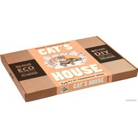 Сборная модель Eco-Wood-Art «Кошкин дом» натуральный каркас — белый мех