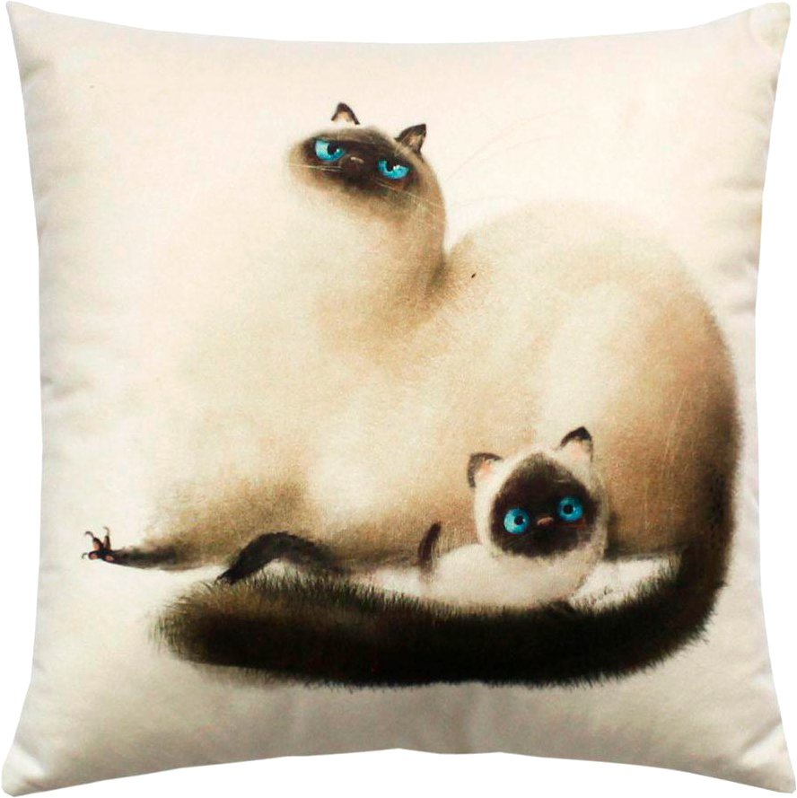 

Декоративная подушка Matex Fluffy. Кот и котенок 62-486 (молочный/бирюзовый/темно-коричневый)