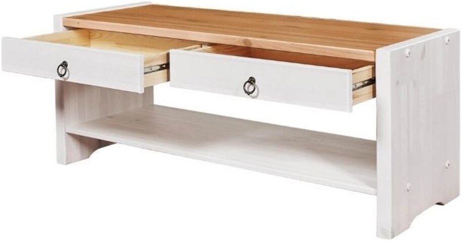 Скамья ММЦ Стокгольм (с ящиками, белый воск/антик)