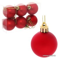 Елочная игрушка Серпантин Матовый шар 4 см 6 шт (красный) 183-837