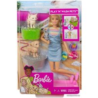 Кукла Barbie Play'n'Wash Pets Playset with Blonde Doll FXH11