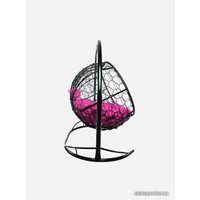 Подвесной диван M-Group Лежебока 11180408 (с черным ротангом/розовая подушка)