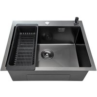Кухонная мойка Stellar Decor S7050NB-D (нано черный) в Бресте
