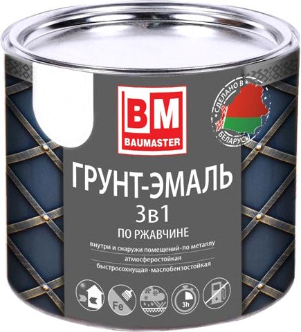 

Грунт-эмаль Baumaster По ржавчине 3в1 RAL 9005 (0.8 кг, черный)