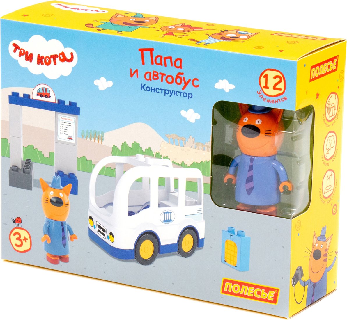 

Конструктор Полесье Макси Три кота. Папа и автобус 77278 (12эл)