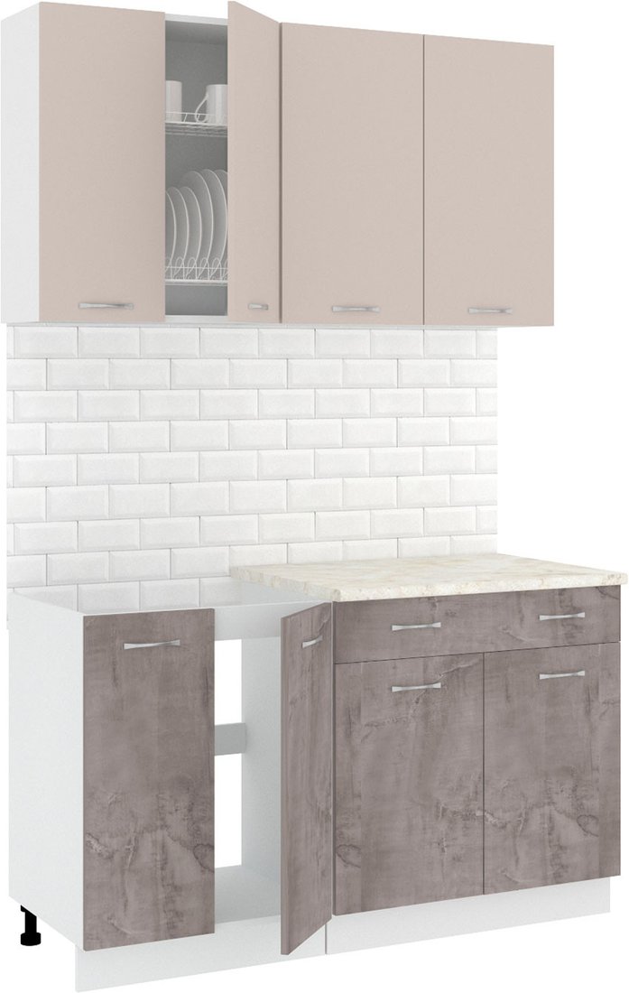 

Готовая кухня Кортекс-мебель Корнелия Лира-лайт 1.4м (капучино/оникс/королевский опал)