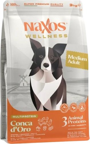 Сухой корм для собак Adragna Naxos Wellness Medium Adult утка, курица и индейка 3 кг