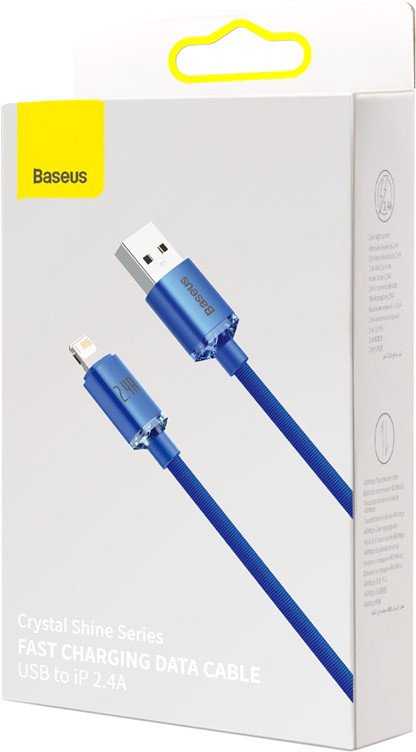 

Кабель Baseus Crystal Shine USB Type-A - Lightning (2 м, синий)