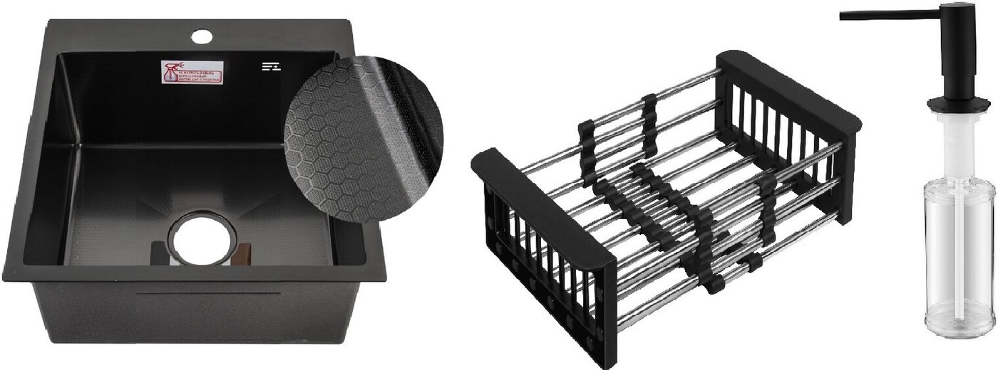 

Кухонная мойка Schtoff Best Decor Black 4550 + коландер KR-1 BLACK + дозатор SD-1 BLACK, комплект