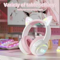 Наушники Onikuma GT838 Cat Ear (белый/розовый)