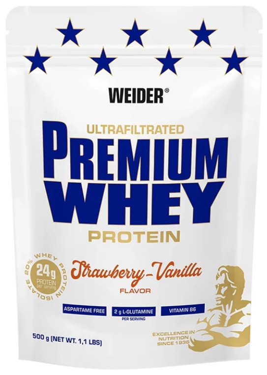 Протеин сывороточный (изолят) Weider Premium Whey (клубника/ваниль, 500 г)