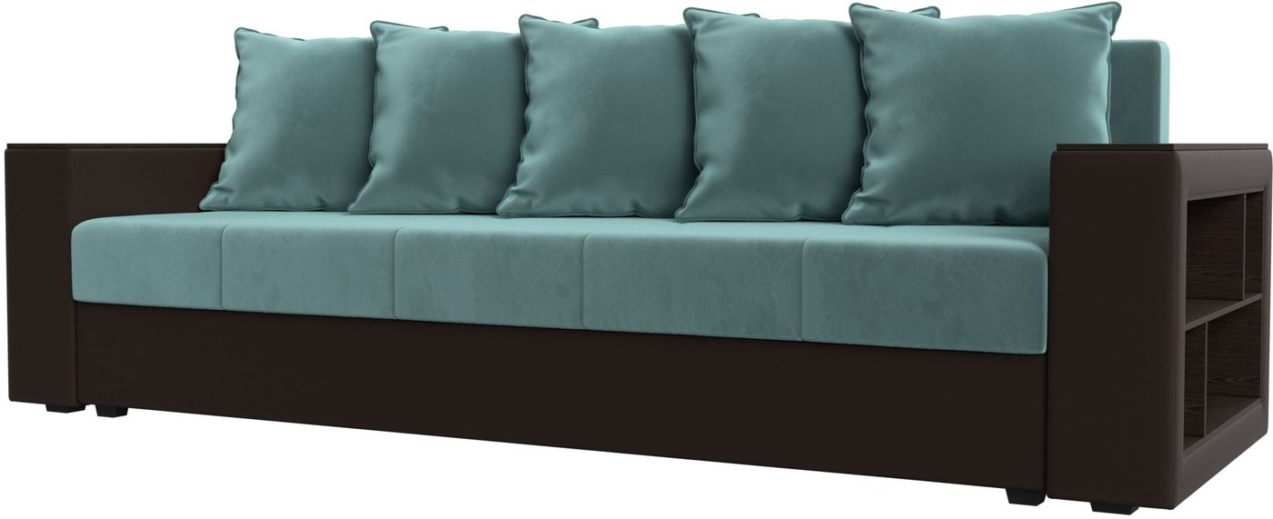 

Диван Лига диванов Дубай Лайт 114375 (велюр бирюзовый/экокожа коричневая)