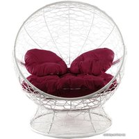Кресло M-Group Апельсин 11520102 (белый ротанг/бордовая подушка)