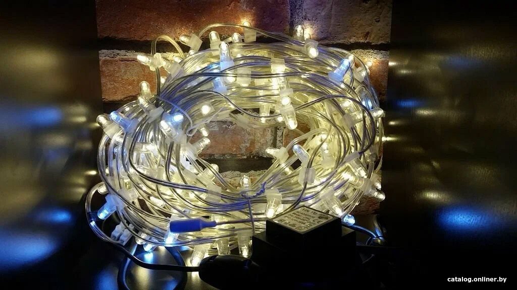 Гирлянда клип-лайт IQLED Клип-лайт 12В, расстояние 15 см, 100 м, светодиод теплый белый 6, Flash с насадкой (колпачок)
