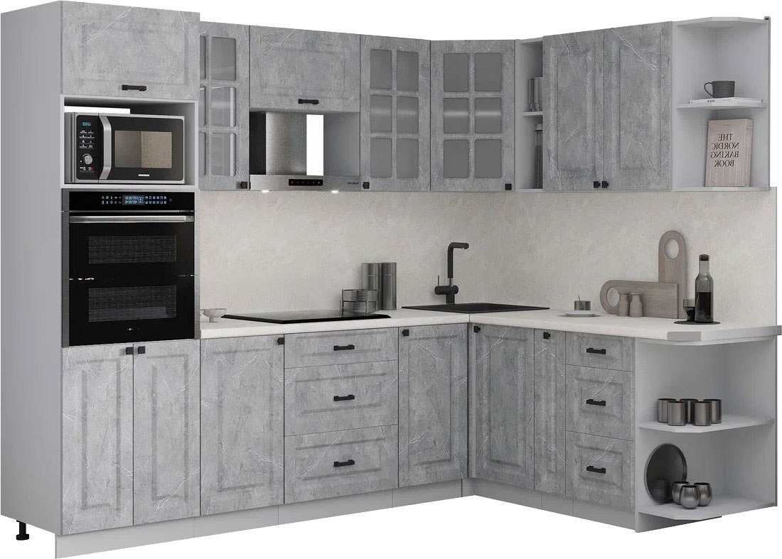 

Готовая кухня Интерлиния Мила Деко 1.88x2.6 PR (керамика/керамика/опал светлый)