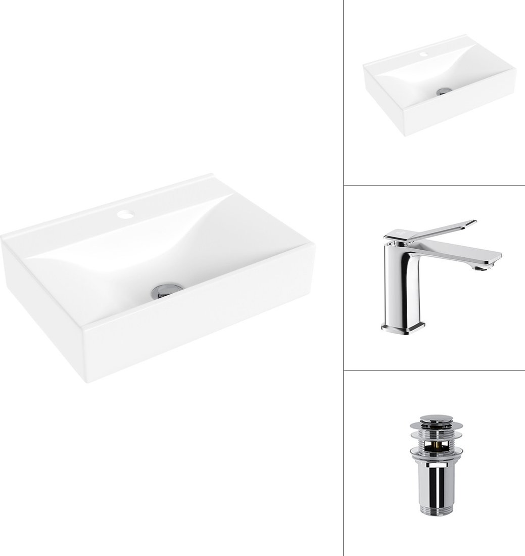 Умывальник Lauter 21887B + Allure 21C618С с донным клапаном 21190CH (хром)