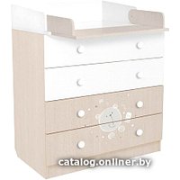 Детский комод Polini Kids French 1580 Teddy (белый/дуб пастельный)