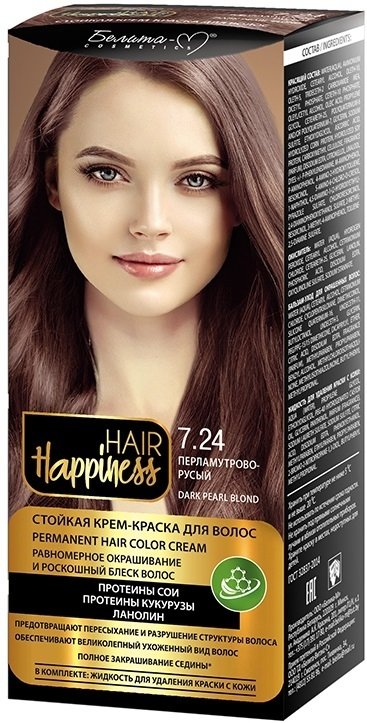 

Крем-краска для волос Белита-М Hair Happiness Стойкая 7.24 перламутрово-русый