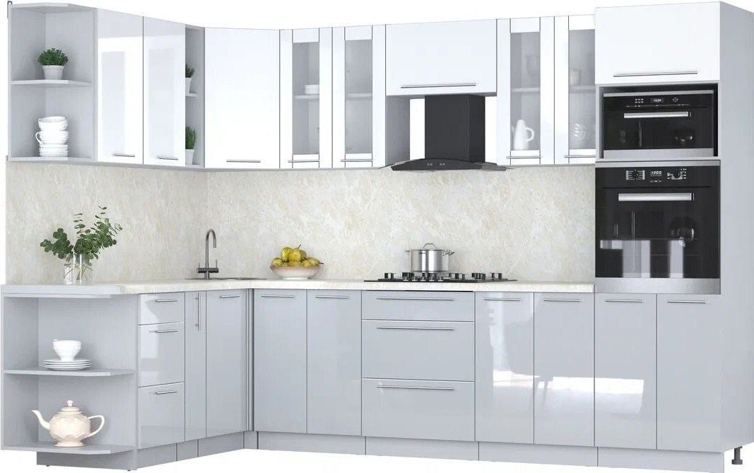 

Готовая кухня Интерлиния Мила Пластик 1.88x3.0 LV (белый глянец/туманный глянец/опал светлый)