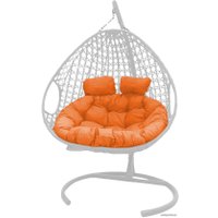 Подвесное кресло M-Group Для двоих Люкс 11510107 (белый ротанг/оранжевая подушка)