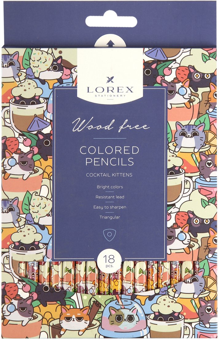 

Набор цветных карандашей Lorex Wood Free Cocktail Kittens LXCPWF18-CK (18 цветов)