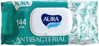Влажные салфетки Aura Family для всей семьи с антибактериальным эффектом (144 шт)