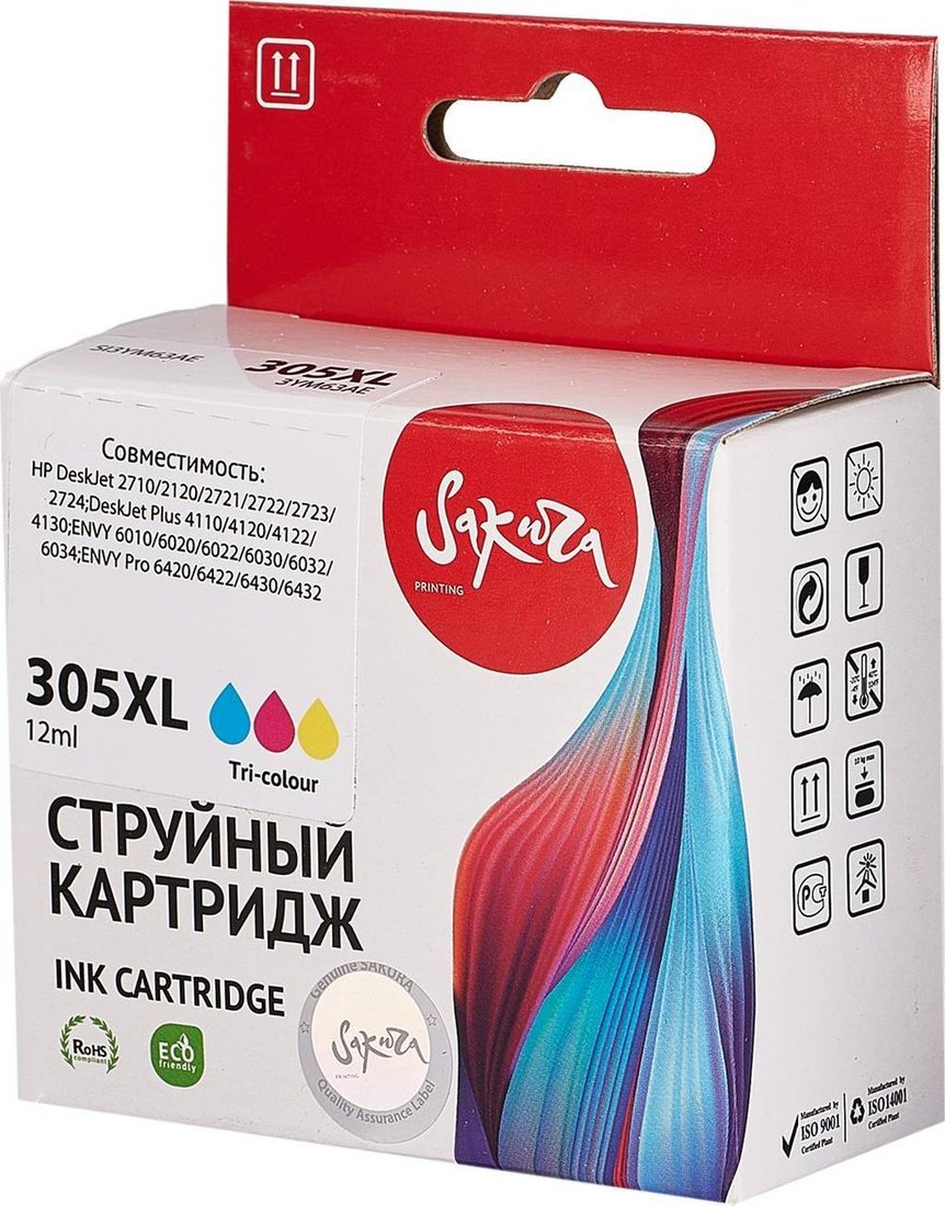 

Картридж Sakura Printing SI3YM63AE (аналог HP 305XL Tri-colour)