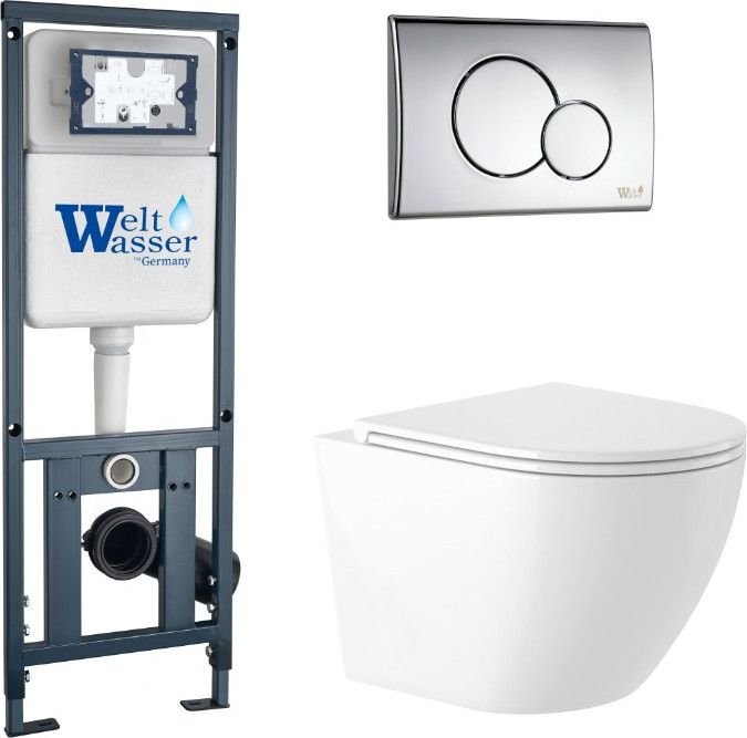 

Унитаз подвесной Saniteco KW-9003W Rimles + WeltWasser Marberg 410 + Marberg 507 RD CR