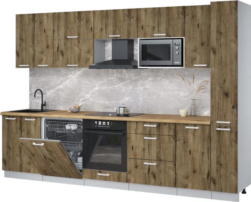 

Готовая кухня Интерлиния Мила Лайт 3.1-ПМ2 (дуб веллингтон/дуб веллингтон/дуб бунратти)