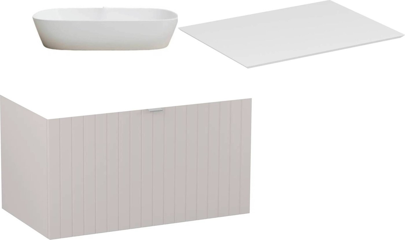 

Lauter Тумба под умывальник Melisa 80 + 21393-70 (кашемир п/мат, три ручки+столешница текстура камня, белый Melisa 80)