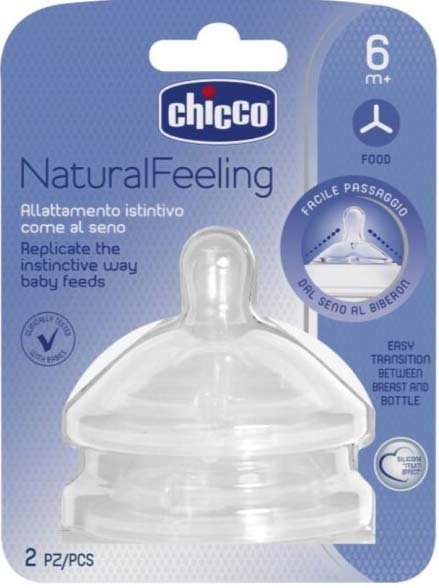 

Набор сосок Chicco Natural Feeling 6 мес+ для густой пищи 81057200000 (2 шт)