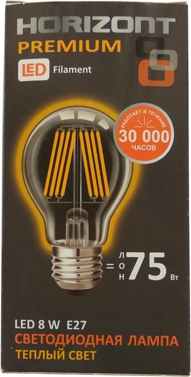 

Светодиодная лампочка Horizont LED-F A60 E27 8 Вт 3000 К