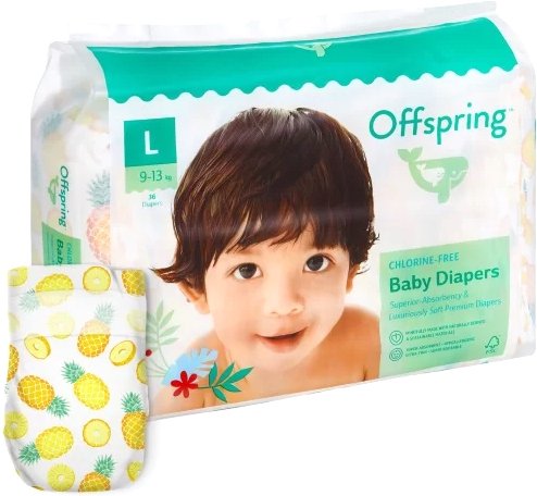 

Подгузники Offspring L 9-13 кг Ананасы (36 шт)