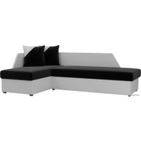 Угловой диван Лига диванов Андора 28773 (левый, микровельвет/экокожа, черный/белый)