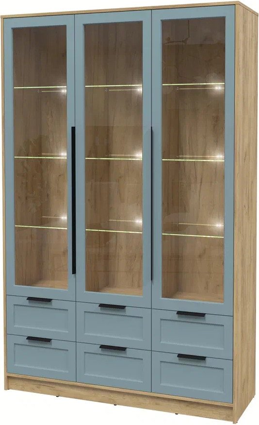 

Шкаф-витрина Интерлиния Концепт Тренд КТ-ШВ3 с подсветкой (дуб золотой/океан)