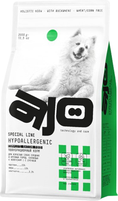 

Сухой корм для собак AJO Hypoallergenic Для взрослых собак со склонностью к аллергии 2 кг