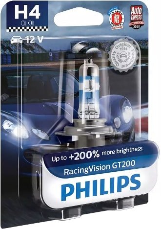 

Галогенная лампа Philips H4 RacingVision GT200 1шт