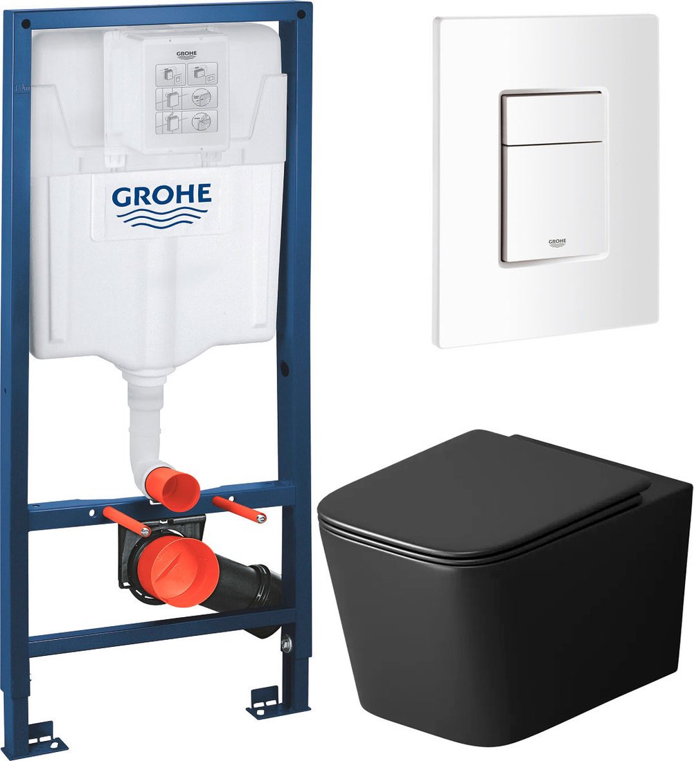 Унитаз подвесной Grossman GR-4404BMSQ + GROHE Rapid Sl 38772SH0 (с кнопкой)