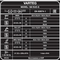 Сварочный инвертор Varteg 180 DUO-S