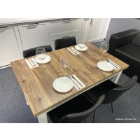 Кухонный стол Senira Кастусь 110-145x70 (береза сандал/белый)