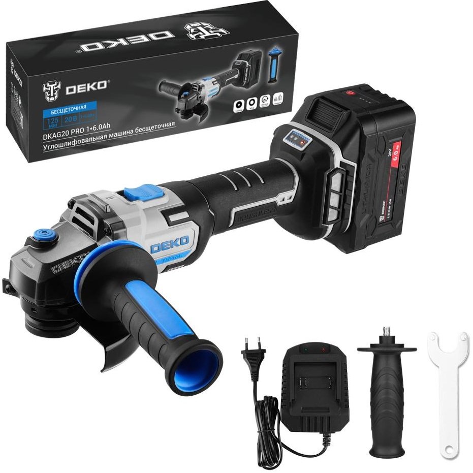 

Угловая шлифмашина Deko DKAG20 PRO 085-1073 (с 1-им АКБ)