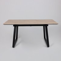 Кухонный стол Lepremo AV 1208 HPL+МДФ раздвижной 1200-1600x800 (дуб делано натуральный/черный)