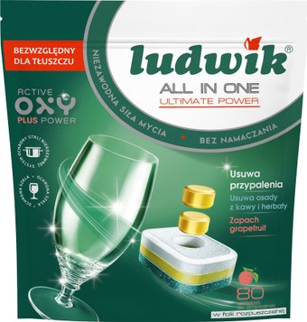 Таблетки для посудомоечной машины Ludwik All In One Grapefruit Doypack (80 шт)