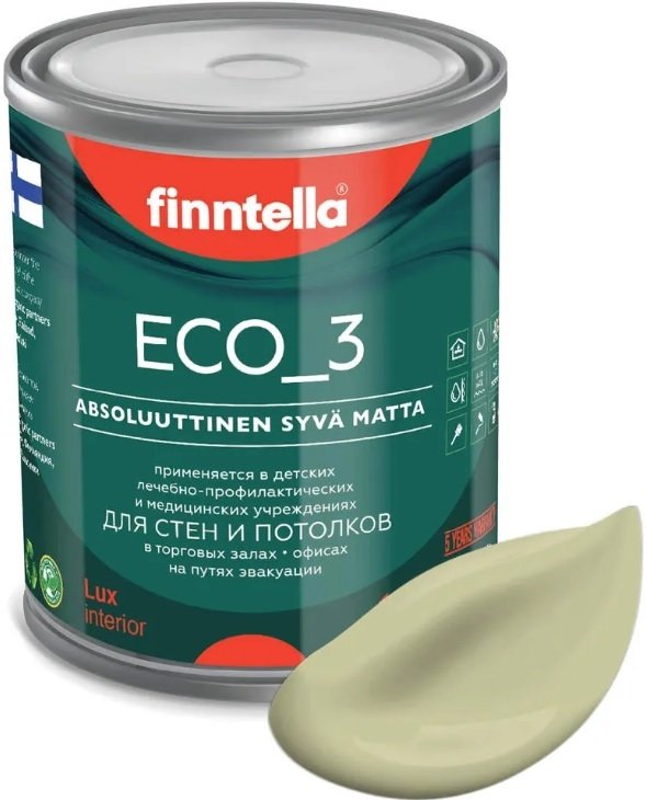 

Краска Finntella Eco 3 Wash and Clean Lammin F-08-1-1-LG85 0.9 л (бледно-зеленый)