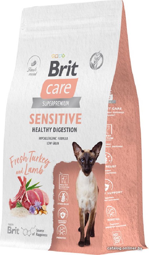 Сухой корм для кошек Brit care Superpremium Sensitive с индейкой и ягненком (чувствительное пищеварение) 1.5 кг