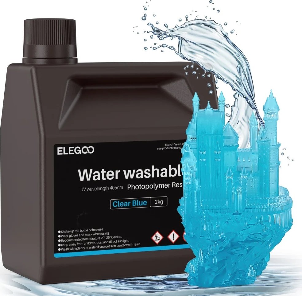

Фотополимер Elegoo Water Washable 2кг (чистый синий)
