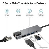 Док-станция USBTOP USB Type-C - 2xUSB Type-A/USB Type-C/HDMI/RJ-45 555207
