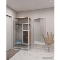 Стеллаж Hype Mebel Босс 100x200 (белый/дуб галифакс натуральный/велюр серый)