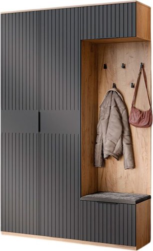 Тумба для обуви Трия Хилтон №4 251068 (дуб крафт золотой/графит матовый)