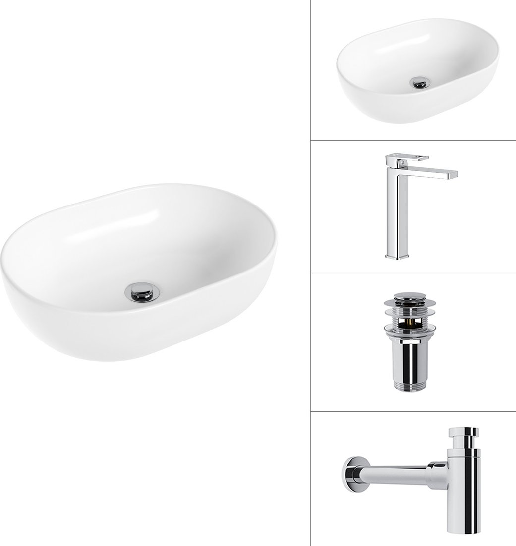 Умывальник Lauter 21836A + Cascade 21СК0655C + сифон 21635CH + дон.клапан 21190CH (хром)